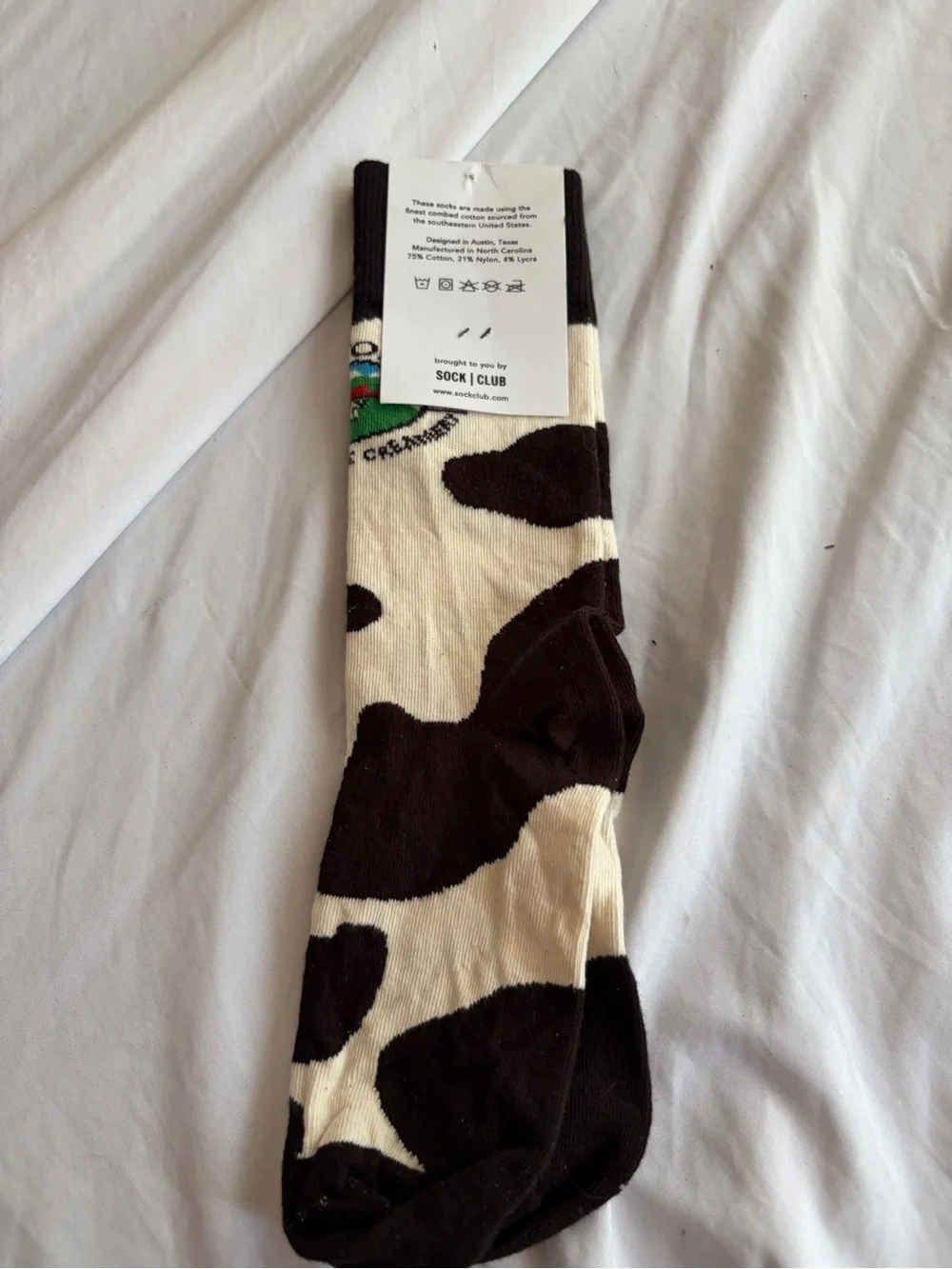 Ellsworth Creamery Cow Print Crew Socks NWT Novelty One Size